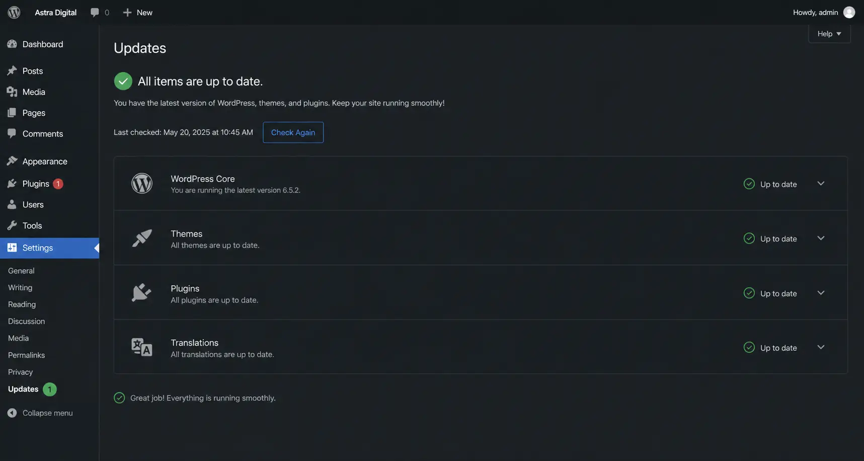 wordpress admin